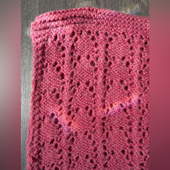 L Vintage 70’s academia handmade deep pink knit sweater vest. Granny college - Picture 7 of 7